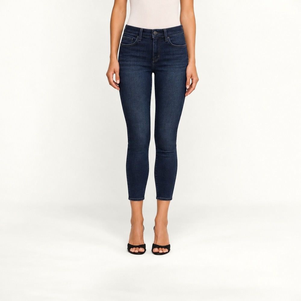 L'Agence Margot High Rise Skinny Crop Jeans Marino Blue Dark Wash Size 24